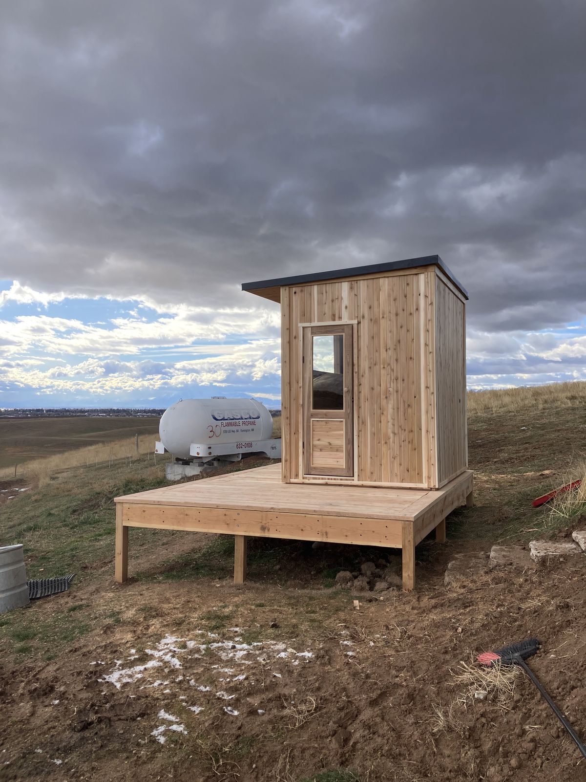Cedar sauna installation